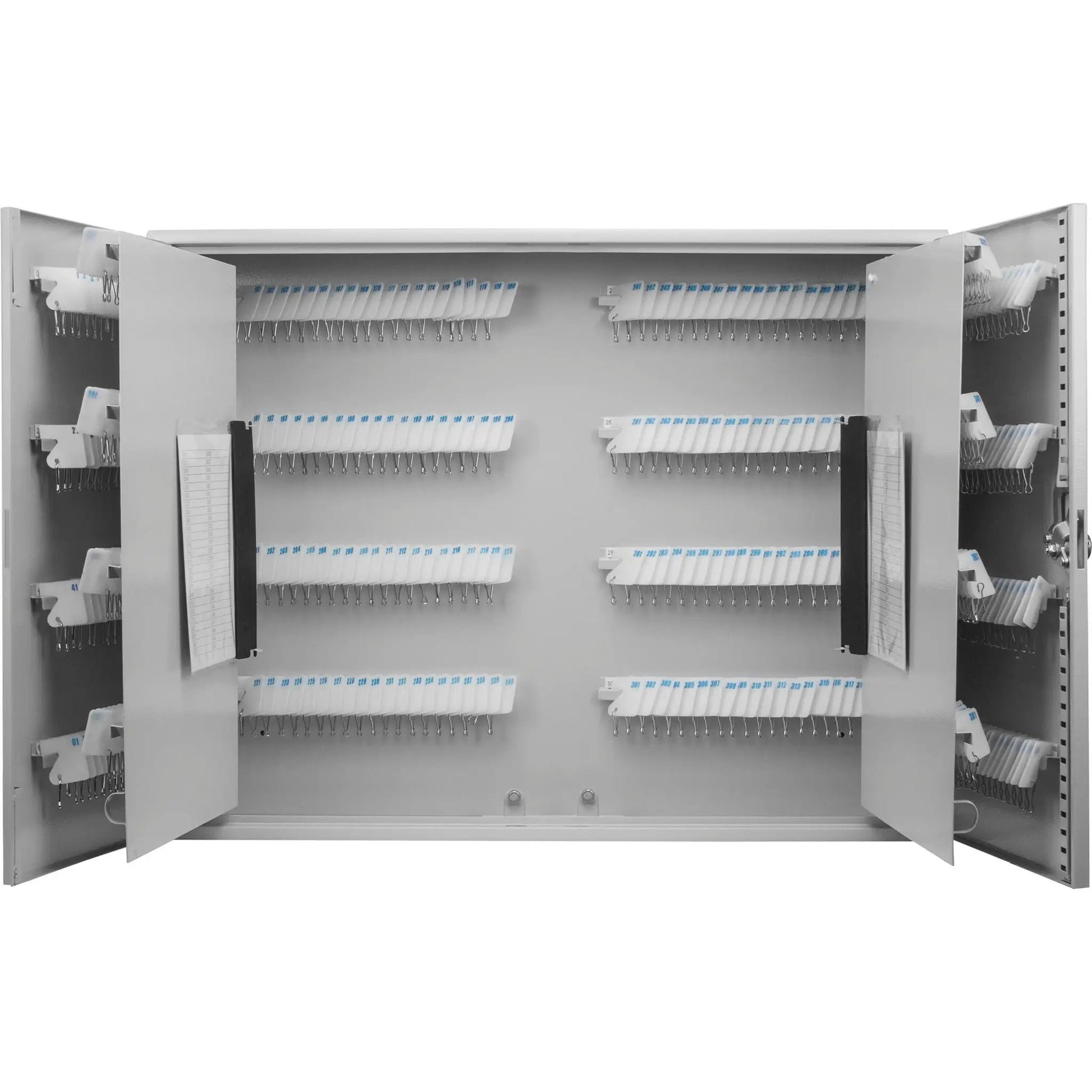Adjustable key cabinet with lock, wall-mounted organizer with numbered blue key tags on Tampa Home & Garden Store