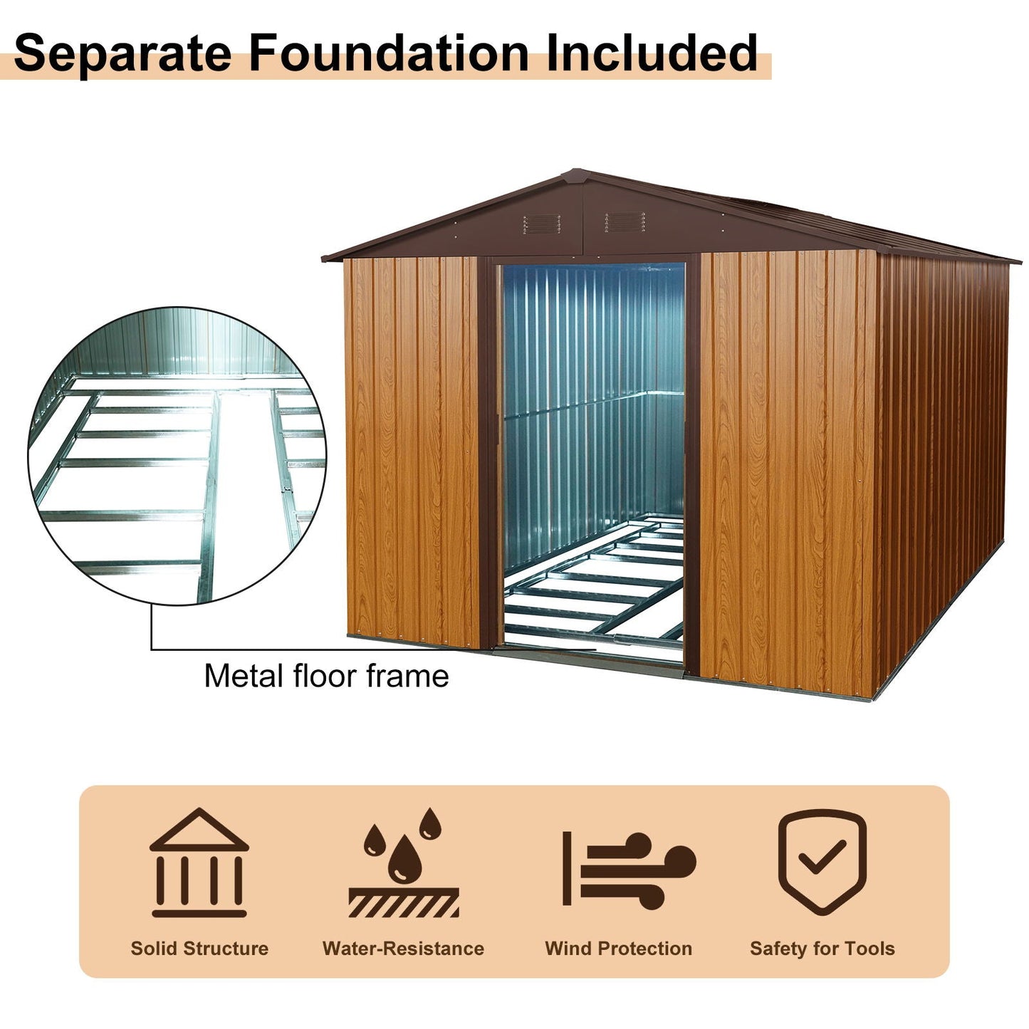 Outdoor Metal Storage Shed And Floor Base