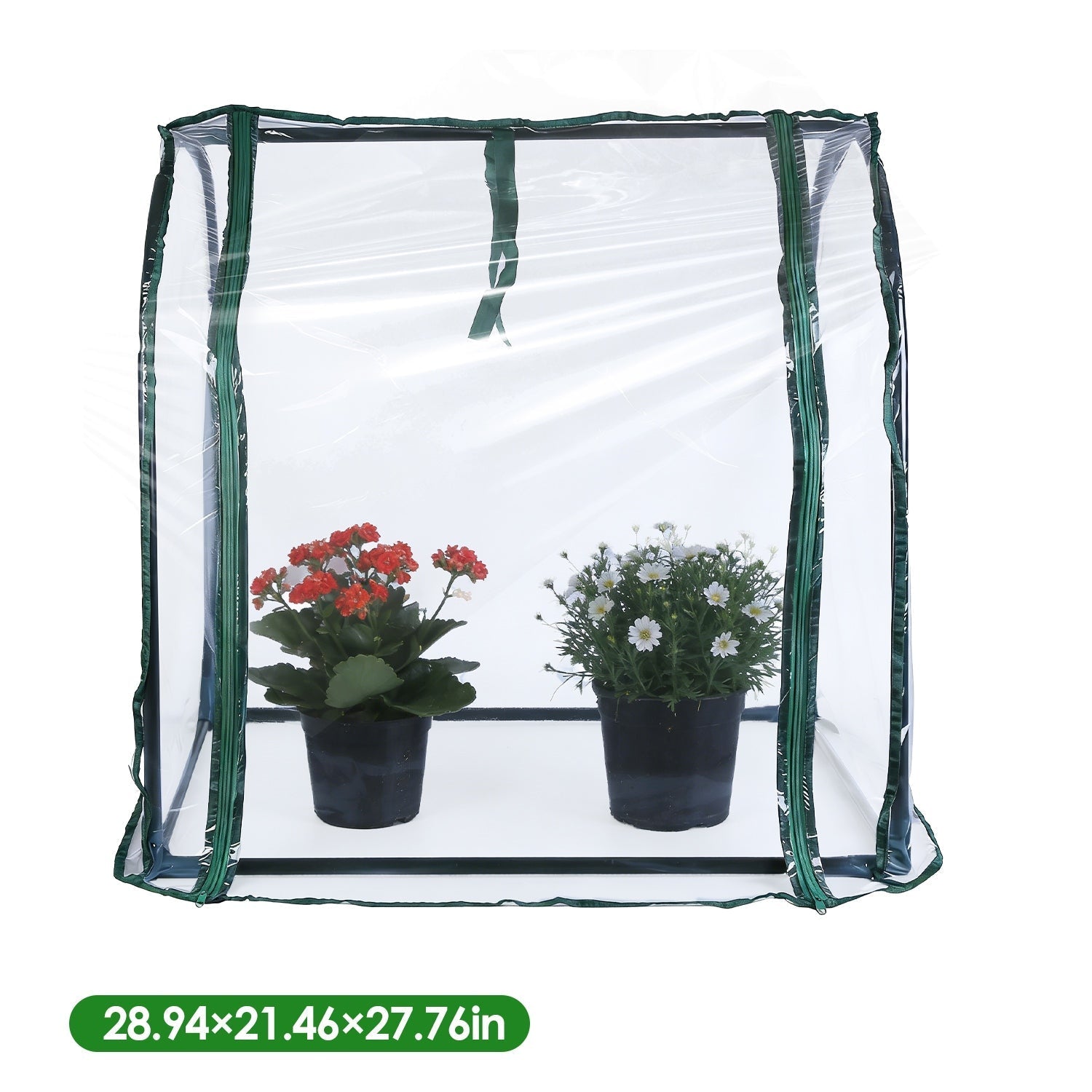 GemGear tabletop mini greenhouse with clear cover and green zipper, two plant pots on Tampa Home & Garden Store