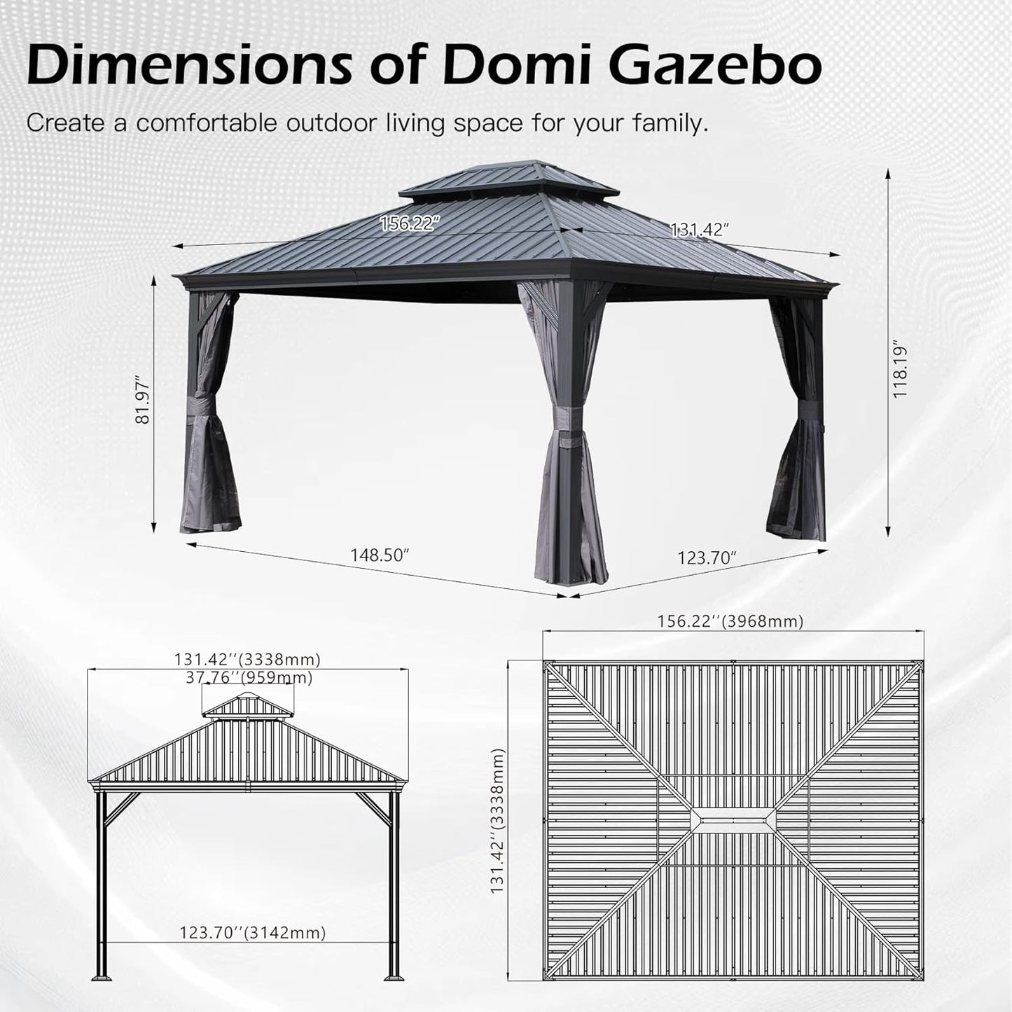 11 X 13 Ft Outdoor Gazebo and a Steel Cover