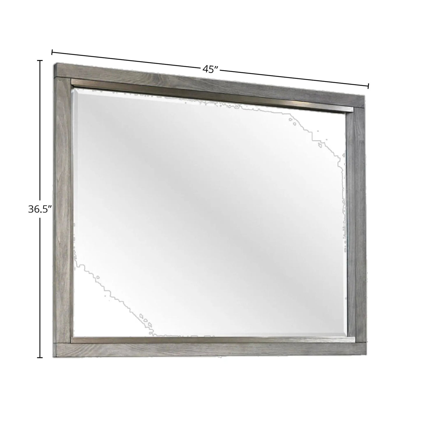 Landscape mirror gray wood frame, large rectangular wall mirror, 45 in wide by 36.5 in tall on Tampa Home & Garden Store