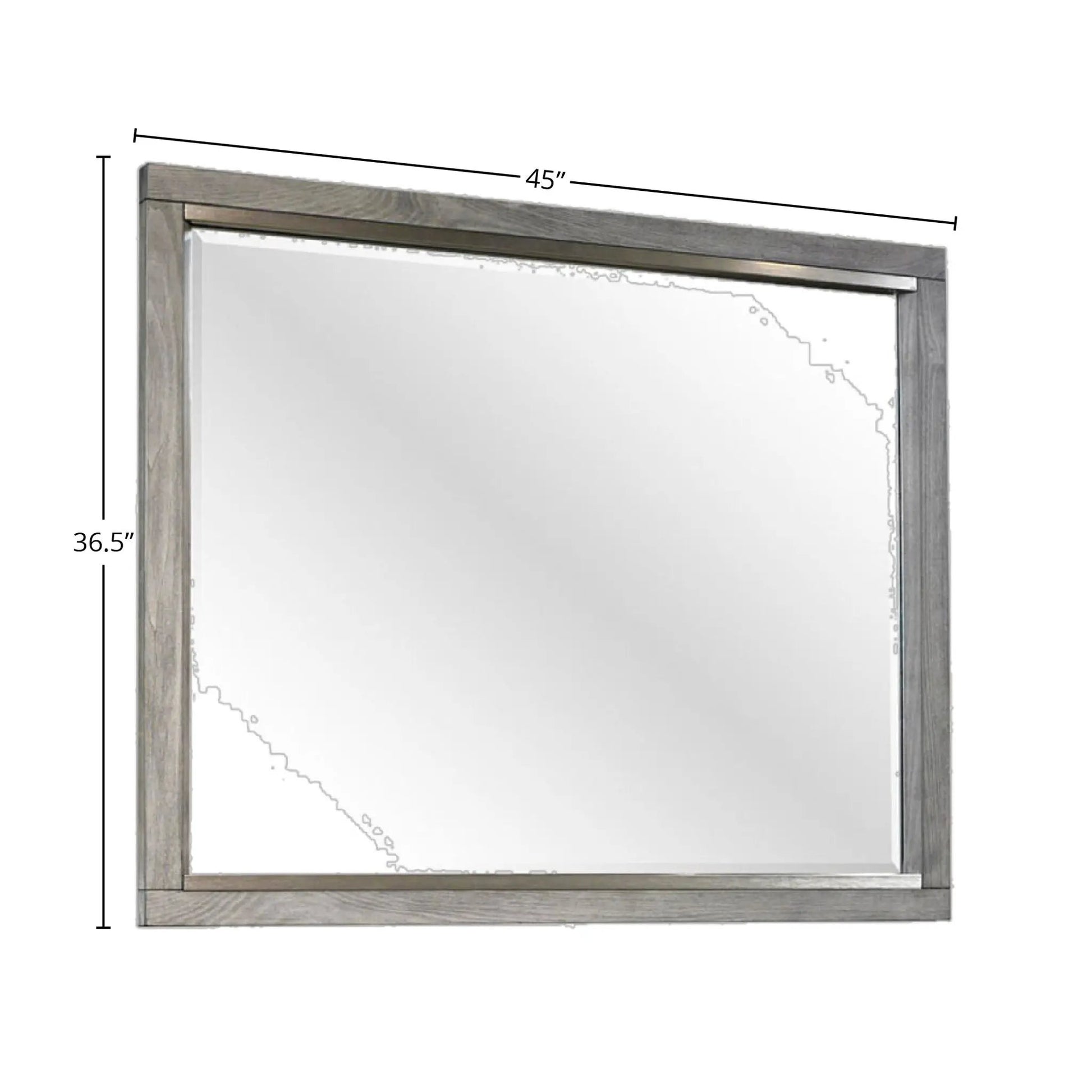 Landscape mirror gray wood frame, large rectangular wall mirror, 45 in wide by 36.5 in tall on Tampa Home & Garden Store
