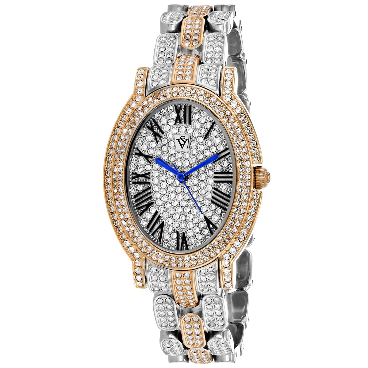 Christian Van Sant Women's Amore watch by Bids.com, two-tone with crystal bezel and blue hands on Tampa Home & Garden Store