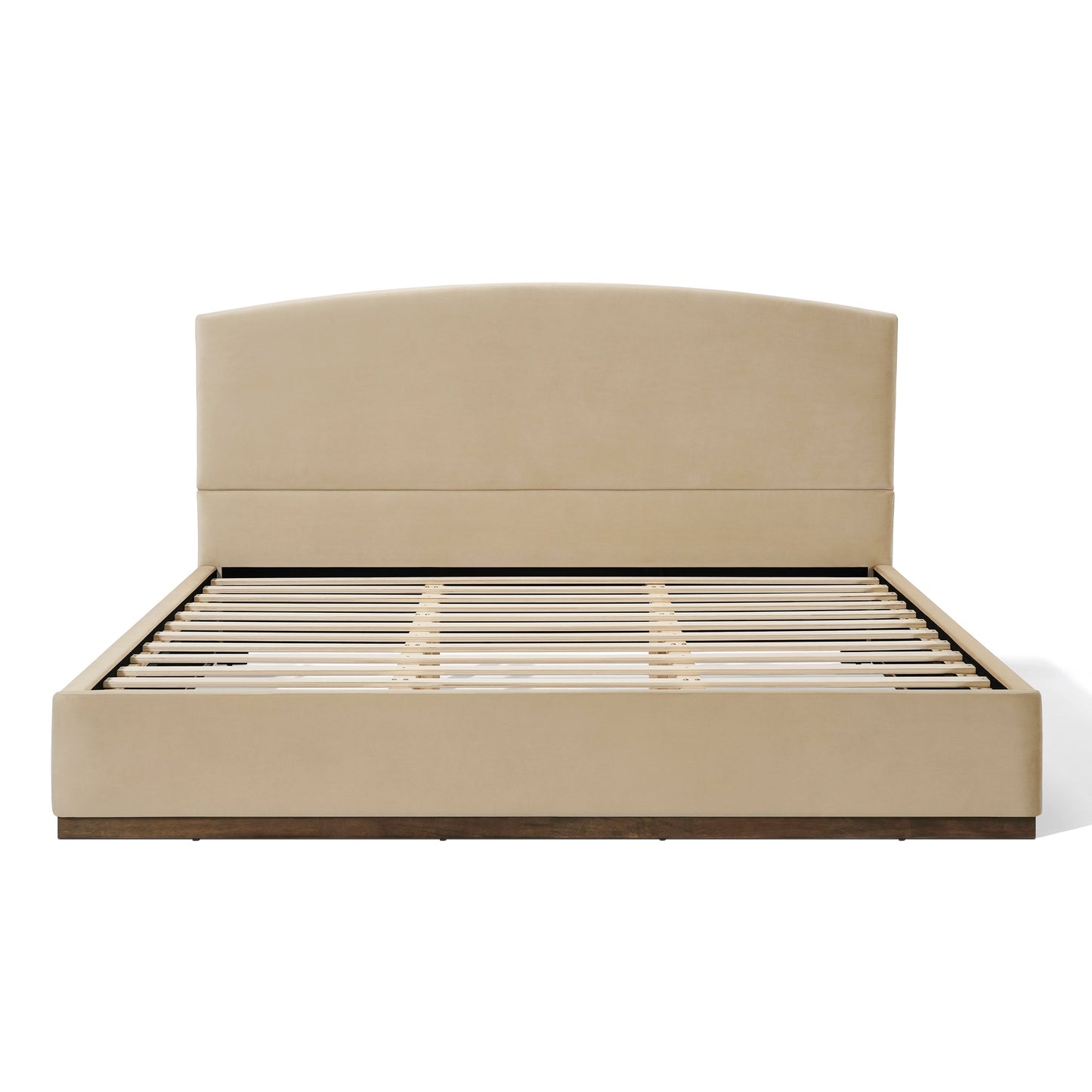 King Size Camel Velvet Upholstered Bed Frame