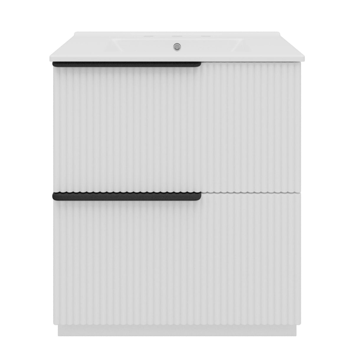 Fluted bathroom vanity with ceramic sink unit, white ribbed cabinet by HouseOfZazla on Tampa Home & Garden Store