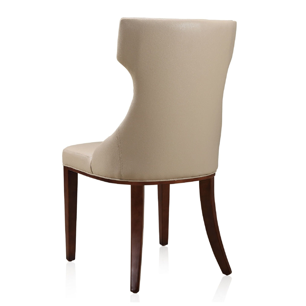 Reine Dining Chair Set of 2 in beige faux leather with solid wood dark brown legs on Tampa Home & Garden Store
