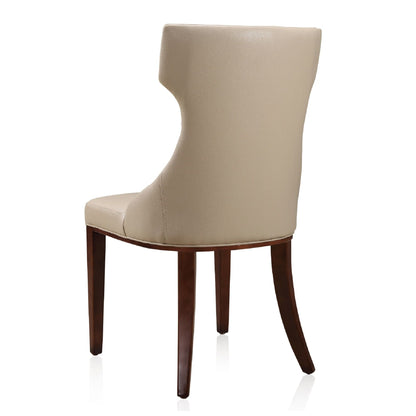 Reine Dining Chair Set of 2 in beige faux leather with solid wood dark brown legs on Tampa Home & Garden Store