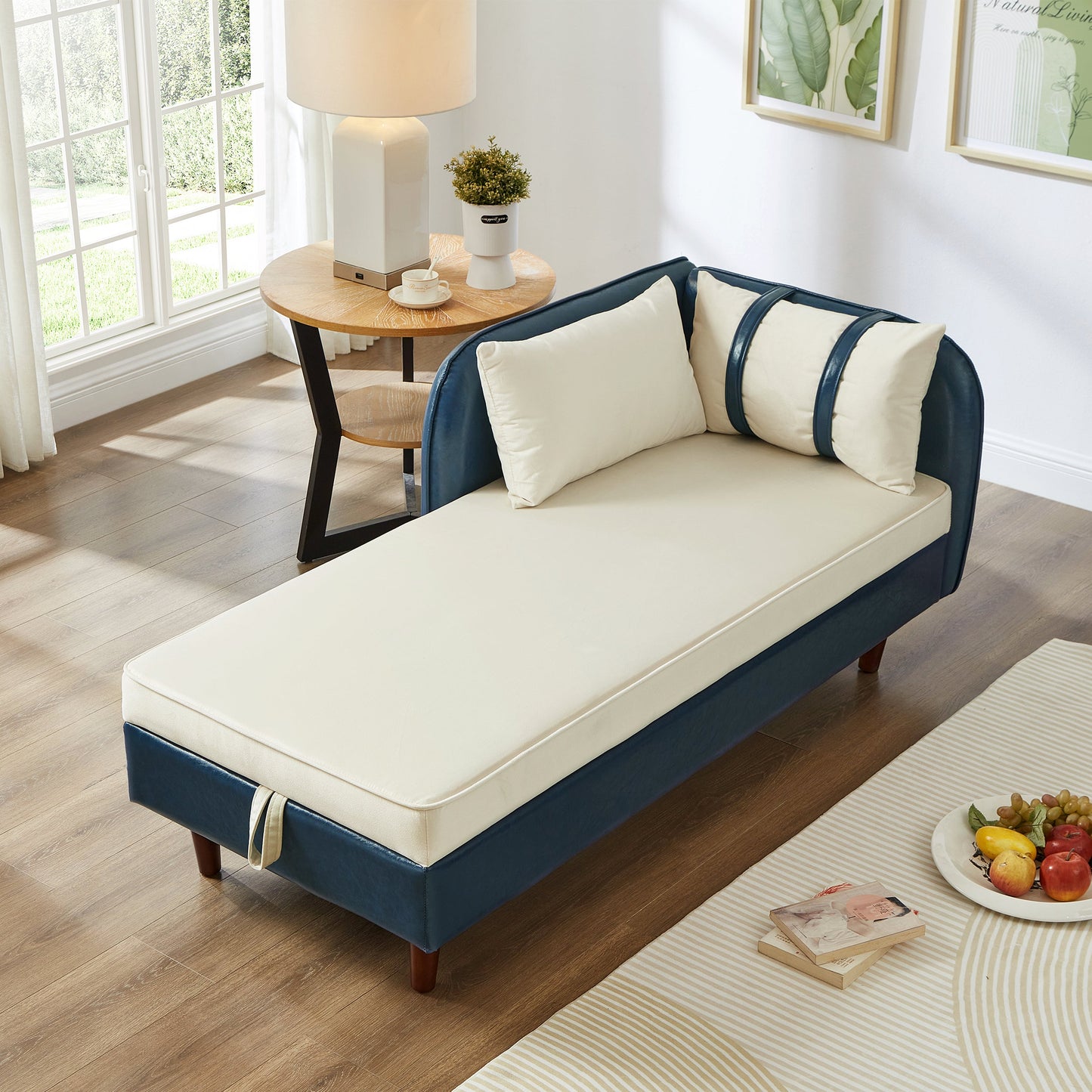 65 Inch Storage Chaise Lounge Sofa and Velvet