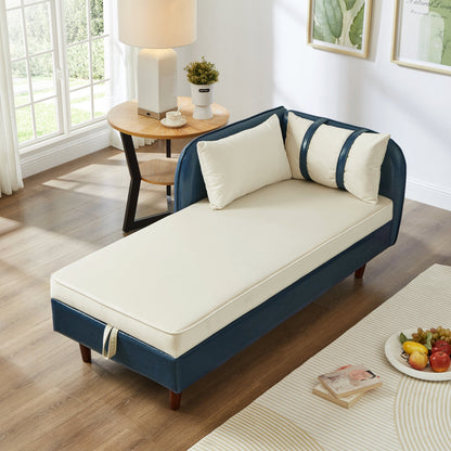65 Inch Storage Chaise Lounge Sofa and Velvet