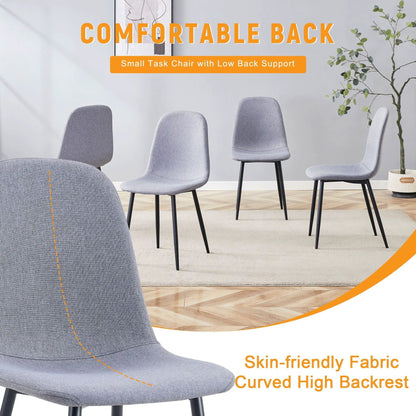 Linen Cotton Dining Chair Set in Light Gray