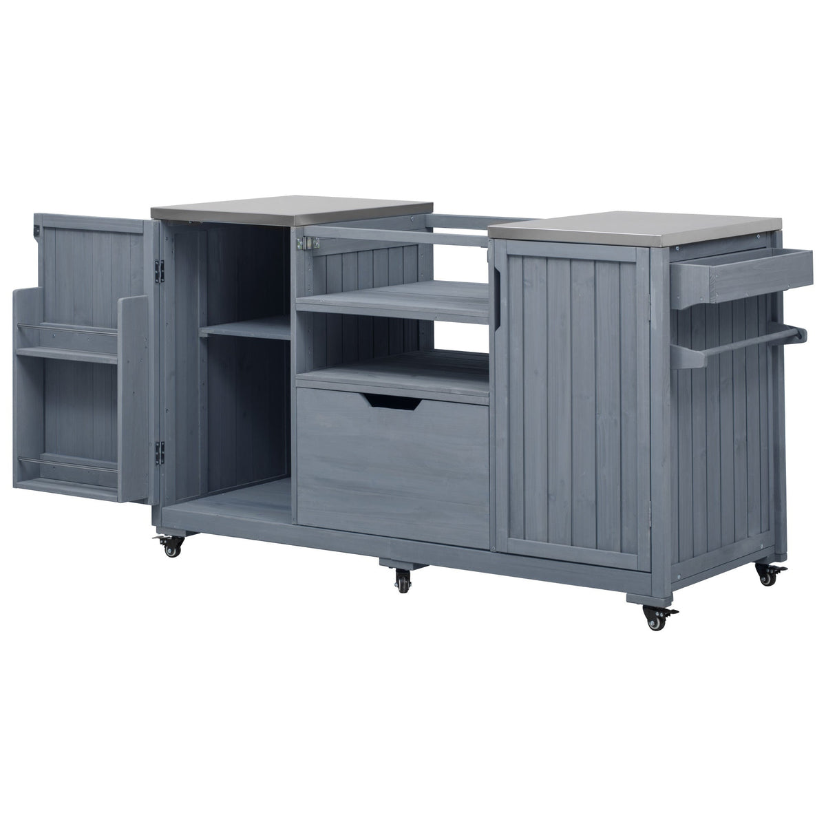 K&K 66.5in Outdoor Island with wood panels and stainless top for Big Green Egg grills on Tampa Home & Garden Store