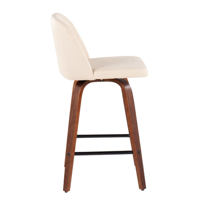 Toriano counter stool set of 2 with cream upholstery and curved wood legs HouseOfZazla on Tampa Home & Garden Store