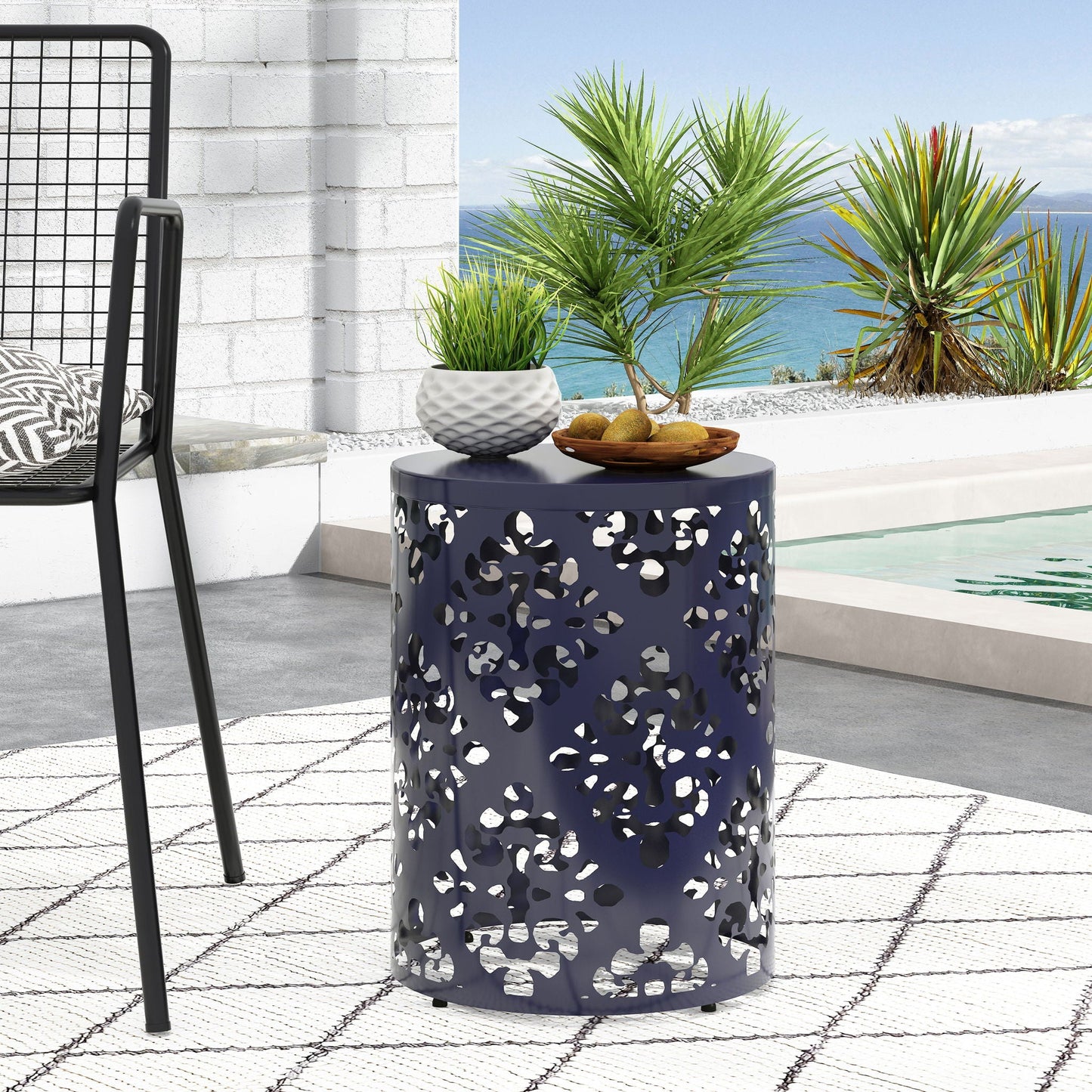 Modern Metal Outdoor End Table For The Patio