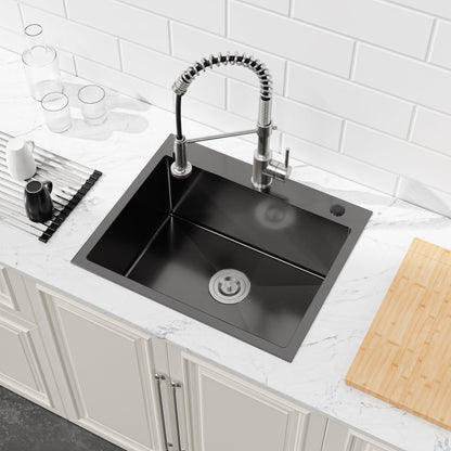 Stainless steel kitchen sink with undermount single bowl and spring faucet on marble countertop on Tampa Home & Garden Store