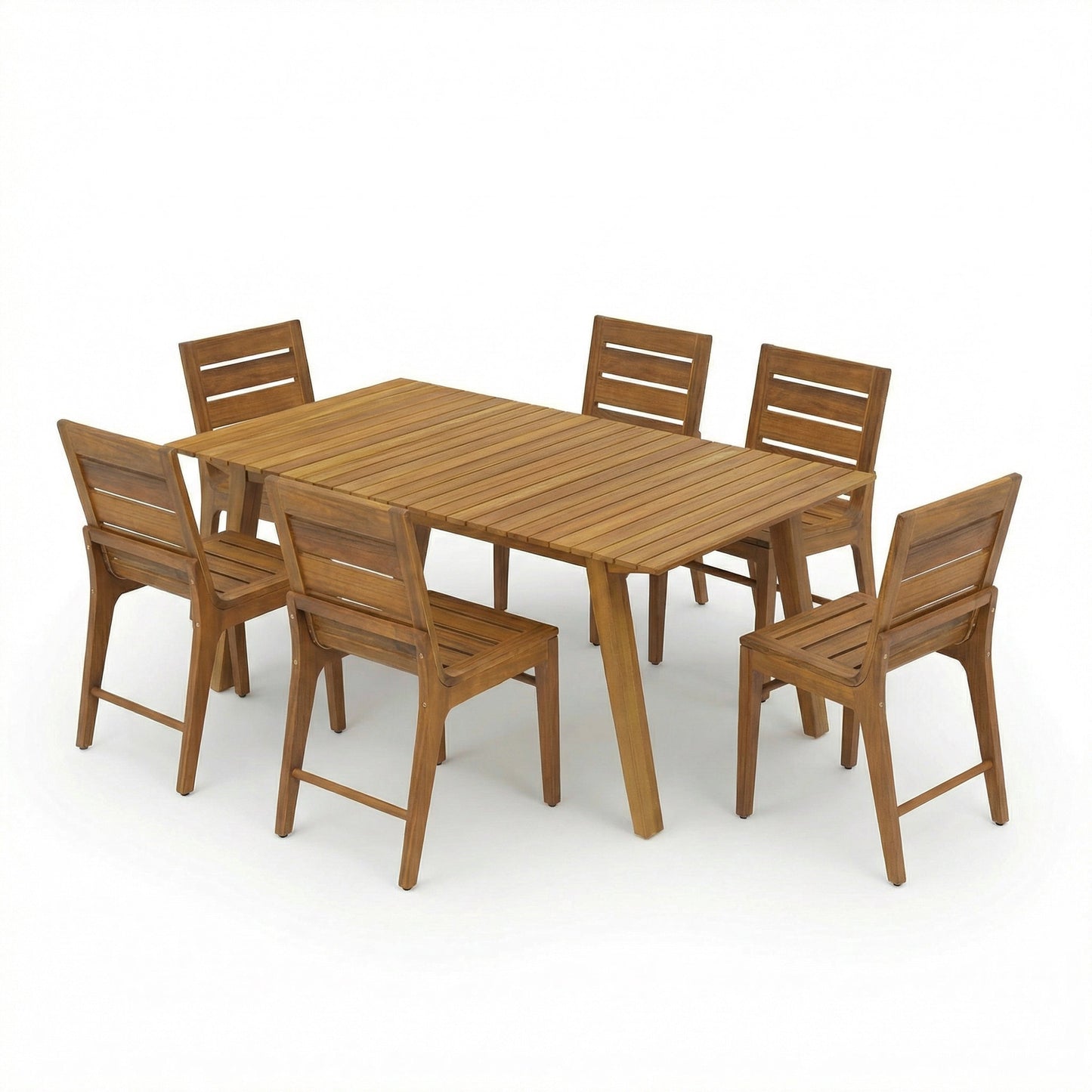 Acacia Wood Outdoor Dining Table and Six Chairs
