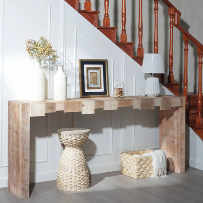 Modern Rustic Table with Sculpted Block Design