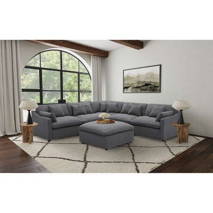 6 Piece Upholstered Modular Sectional Sofa with Ottoman in Charcoal by HouseOfZazla on Tampa Home & Garden Store