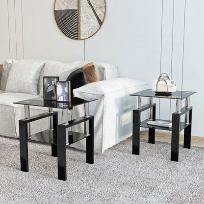 Modern tempered glass tea table set with black metal frame, 3 tables, HouseOfZazla on Tampa Home & Garden Store