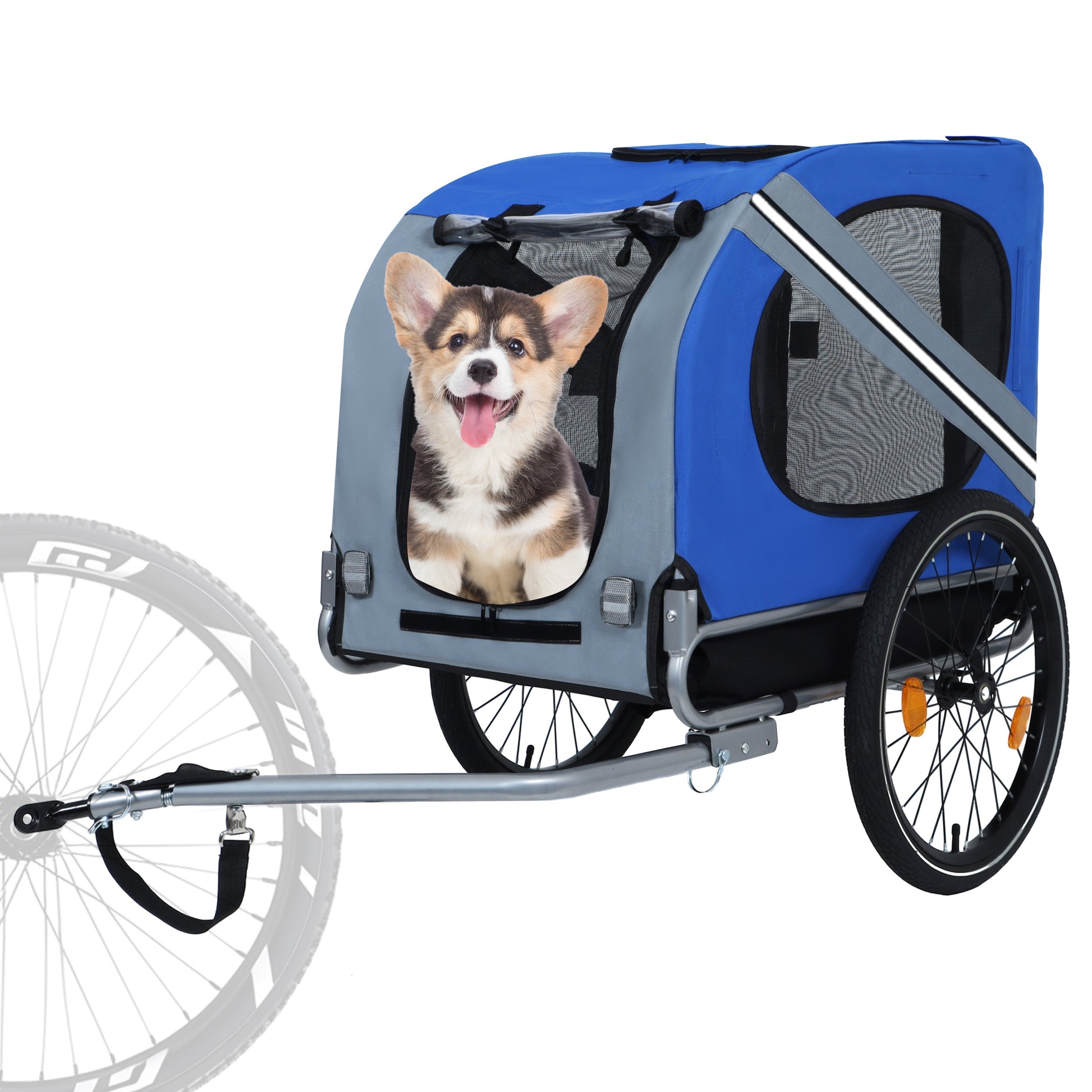 Large folding bike trailer for dogs blue all-terrain pet carrier 66lb capacity HouseOfZazla on Tampa Home & Garden Store