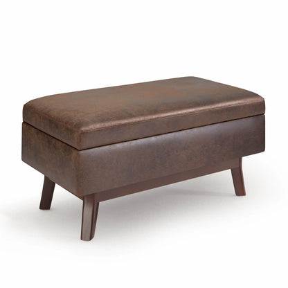 Owen upholstered rectangular storage ottoman by Unique Piece Furniture, brown leather-look on Tampa Home & Garden Store