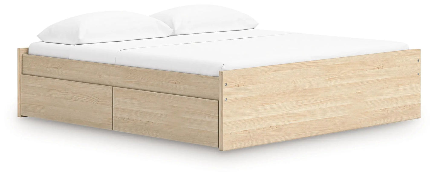Onita platform bed in light oak with built-in under-bed storage drawers by Unique Piece Furniture on Tampa Home & Garden Store