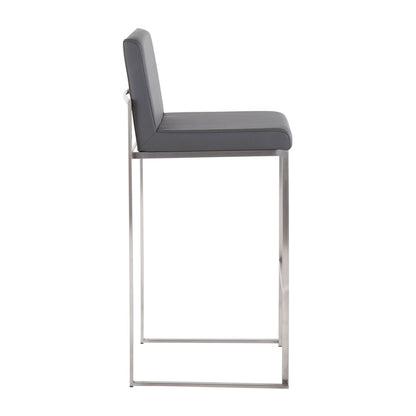 Barstool high back with gray upholstered seat and chrome frame HouseOfZazla on Tampa Home & Garden Store