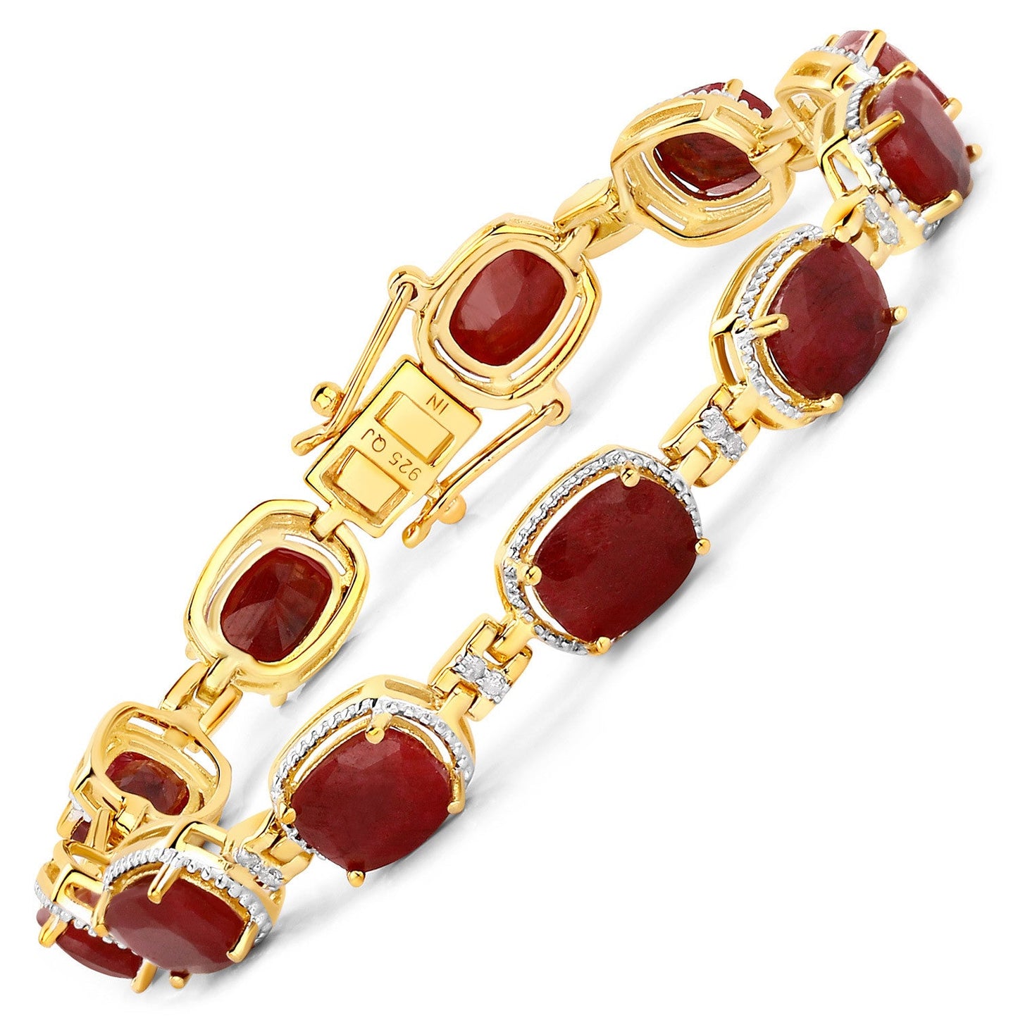 Gold-tone bracelet with red dyed ruby cabochons and white diamond halos Bids.com on Tampa Home & Garden Store