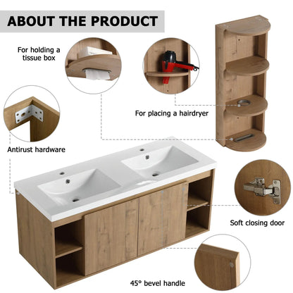 Modern 48 Inch Vanity With Double Resin Sinks