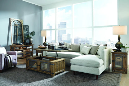 Two Chesterfield sofa tables in farmhouse timber with metal frame by Unique Piece Furniture on Tampa Home & Garden Store