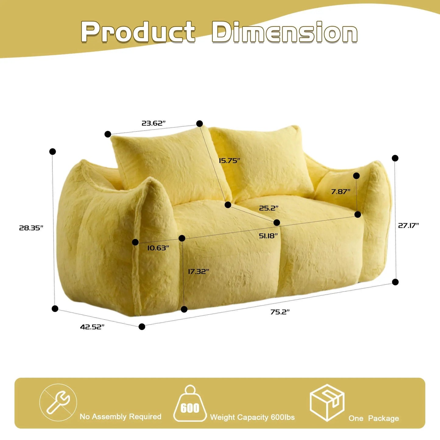 Giant Bean Bag Couch and Fluffy Loveseat