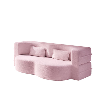 Modern Floor Sleeper Sofa Bed And Two Pillows