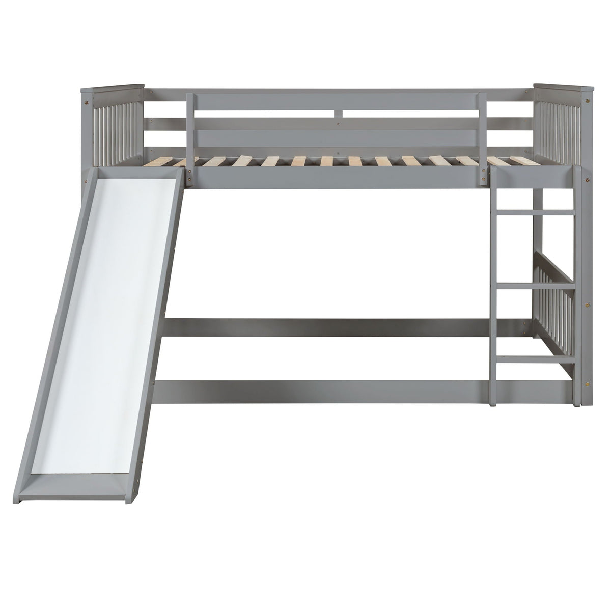 Bunk bed with slide and ladder, gray metal frame, HouseOfZazla on Tampa Home & Garden Store