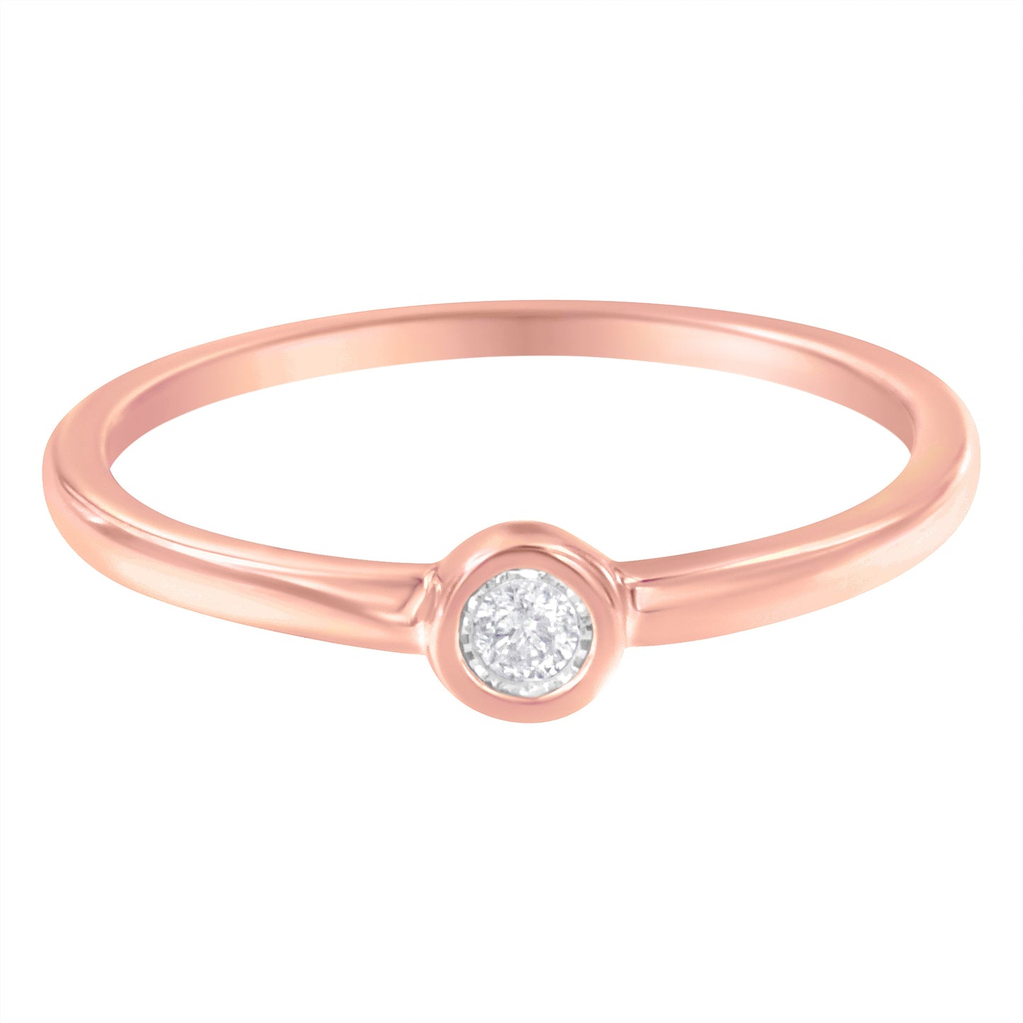 Miracle Set diamond ring rose gold plated .925 sterling silver bezel-set diamond on Tampa Home & Garden Store