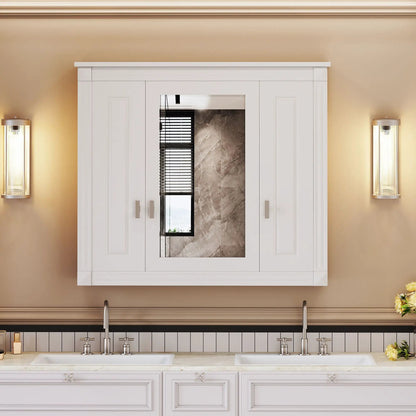 Wall Mounted Cabinet with Mirror and Shelves