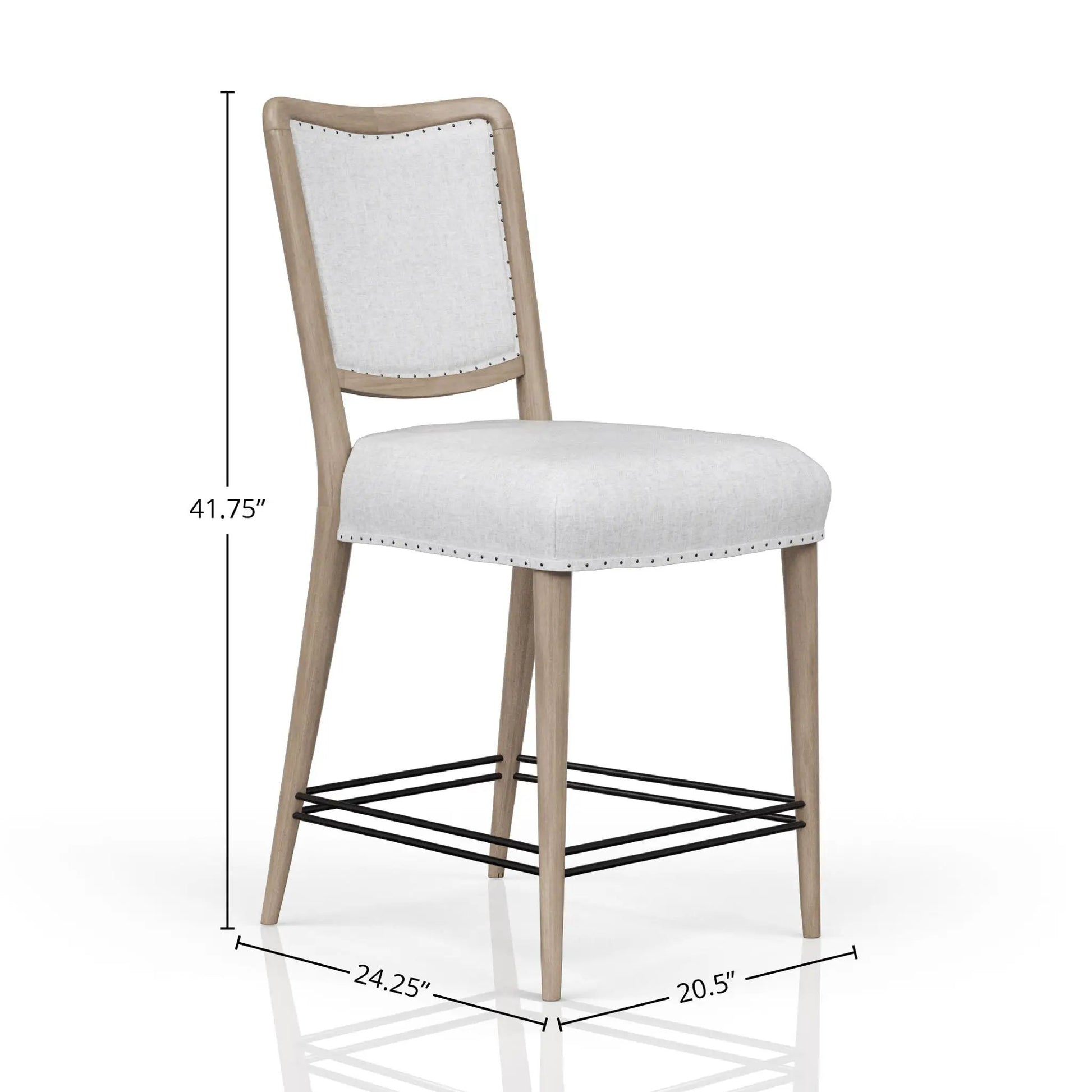 Counter stool set of 2 Sand wood frame with linen upholstery nailhead trim by Unique Piece on Tampa Home & Garden Store