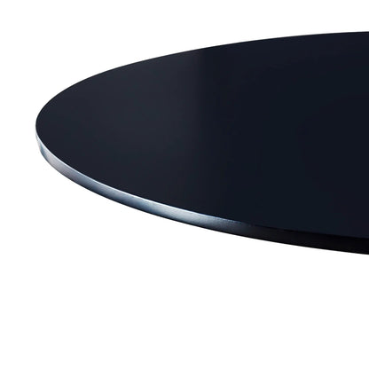 Mid-Century Tulip Dining Table round black top with chrome edge on Tampa Home & Garden Store