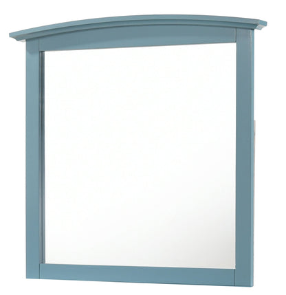 Wall mirror with blue wood veneer frame and curved top by HouseOfZazla on Tampa Home & Garden Store