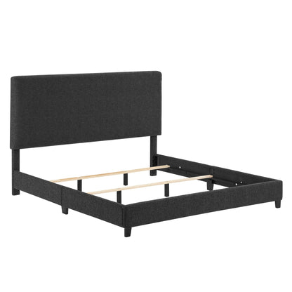 Platform Bed with Upholstered Headboard and Frame