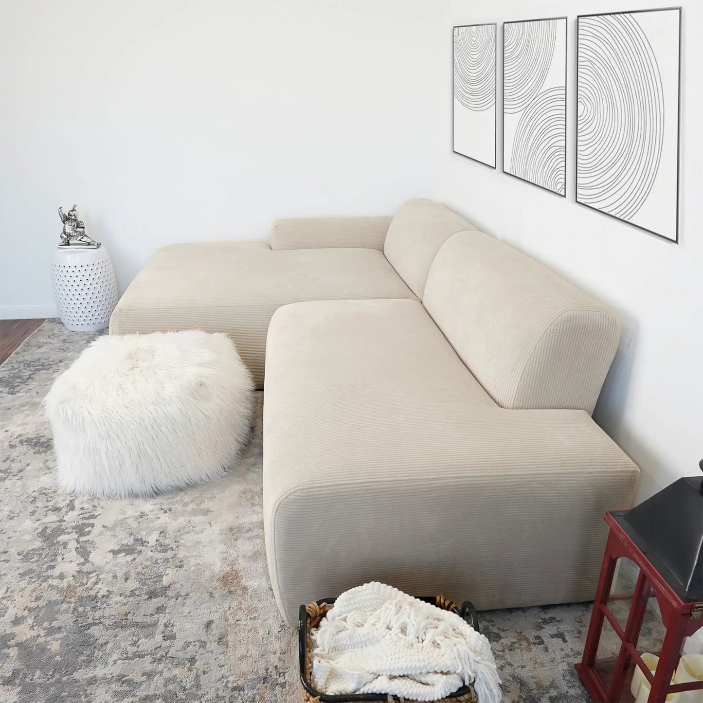 Mar beige stationary sectional sofa by Unique Piece Furniture with fabric upholstery on Tampa Home & Garden Store