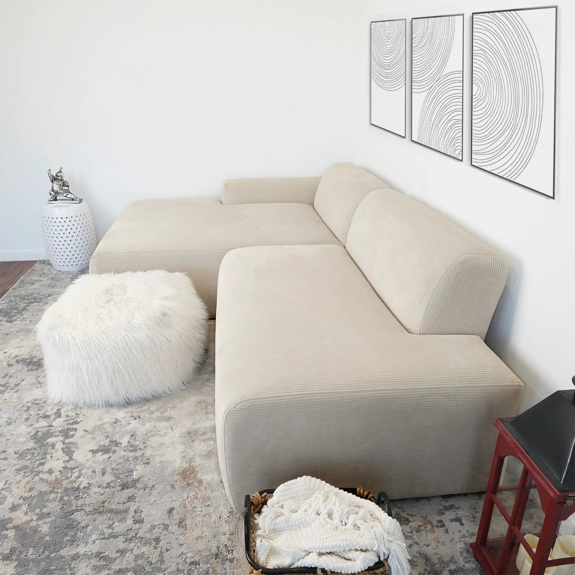 Mar beige stationary sectional sofa by Unique Piece Furniture with fabric upholstery on Tampa Home & Garden Store
