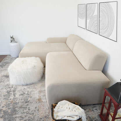 Mar sectional sofa beige fabric stationary by HouseOfZazla on Tampa Home & Garden Store