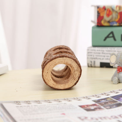 Wooden log tunnel toy for hamsters birds rabbits; hollow bark tube for chewing and play on Tampa Home & Garden Store