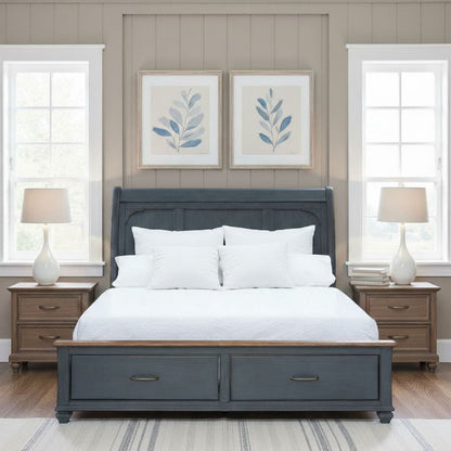 King Sleigh Bed USB Ports and Storage Drawers