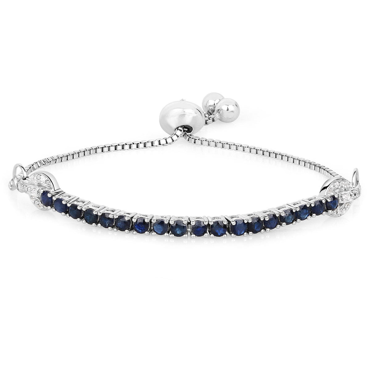 Bracelet 2.41ct blue sapphire and white zircon in .925 sterling silver, adjustable clasp on Tampa Home & Garden Store