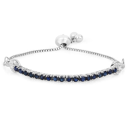 Bracelet 2.41ct blue sapphire and white zircon in .925 sterling silver, adjustable clasp on Tampa Home & Garden Store