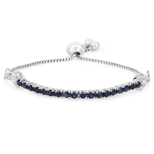 Bracelet 2.41ct blue sapphire and white zircon in .925 sterling silver, adjustable clasp on Tampa Home & Garden Store