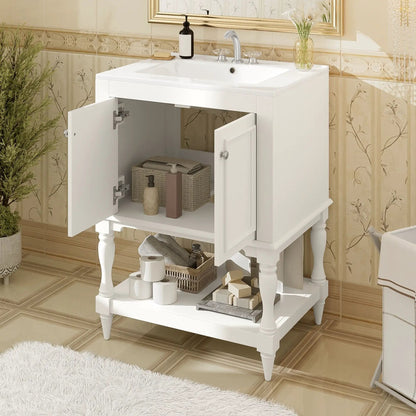 Modern Bathroom Vanity With Sink Open Shelf