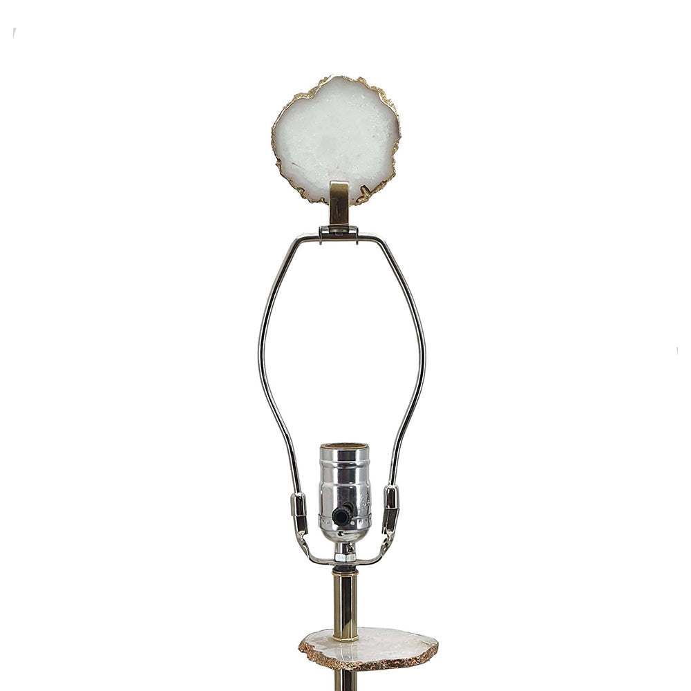 Smoke Agate-Slice Table Lamp with Marble Base, curved metal frame, HouseOfZazla lighting on Tampa Home & Garden Store