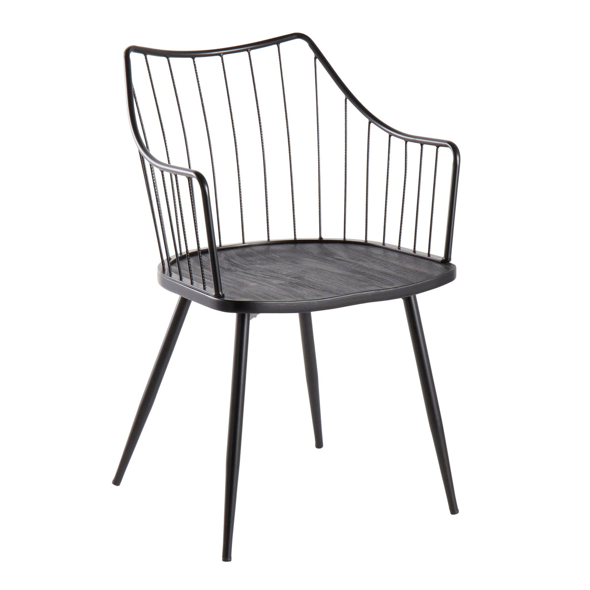 Winston Farmhouse side chair with metal frame, black finish, wood seat by HouseOfZazla on Tampa Home & Garden Store