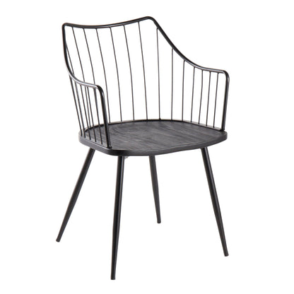 Winston Farmhouse side chair with metal frame, black finish, wood seat by HouseOfZazla on Tampa Home & Garden Store